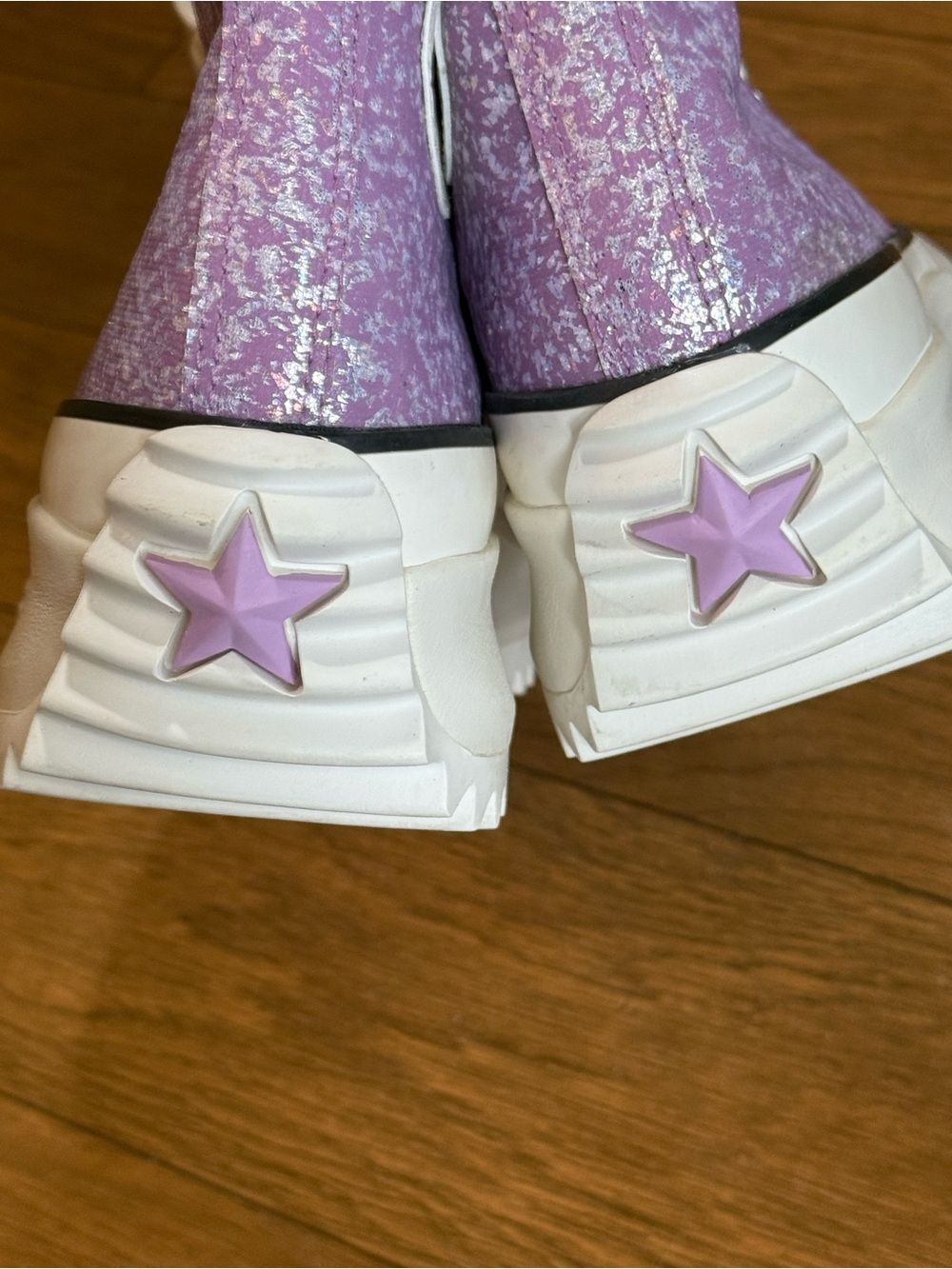 Converse Run Star Hike Lavender Glitter Platform High Top Sneakers - Picture 6 of 7
